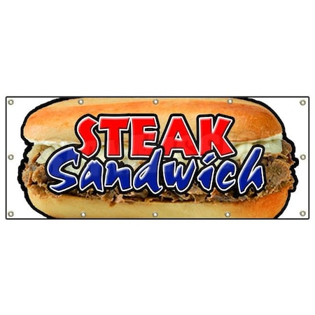 Signmission STEAK SANDWICH BANNER SIGN cheesesteak philly sub hoagie big huge beef B-120 Steak Sandwich
